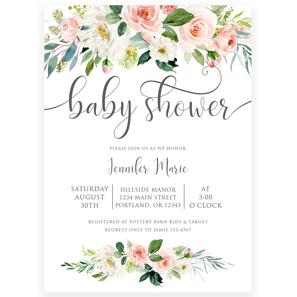 Blush Pink Baby Shower Invitation | www.foreveryourprints.com