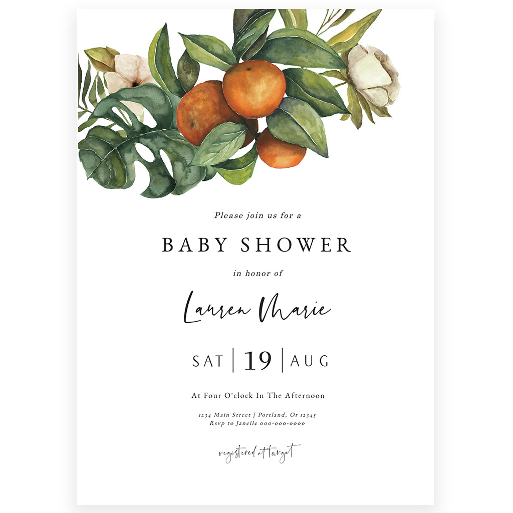 Citrus Baby Shower Invitation | www.foreveryourprints.com