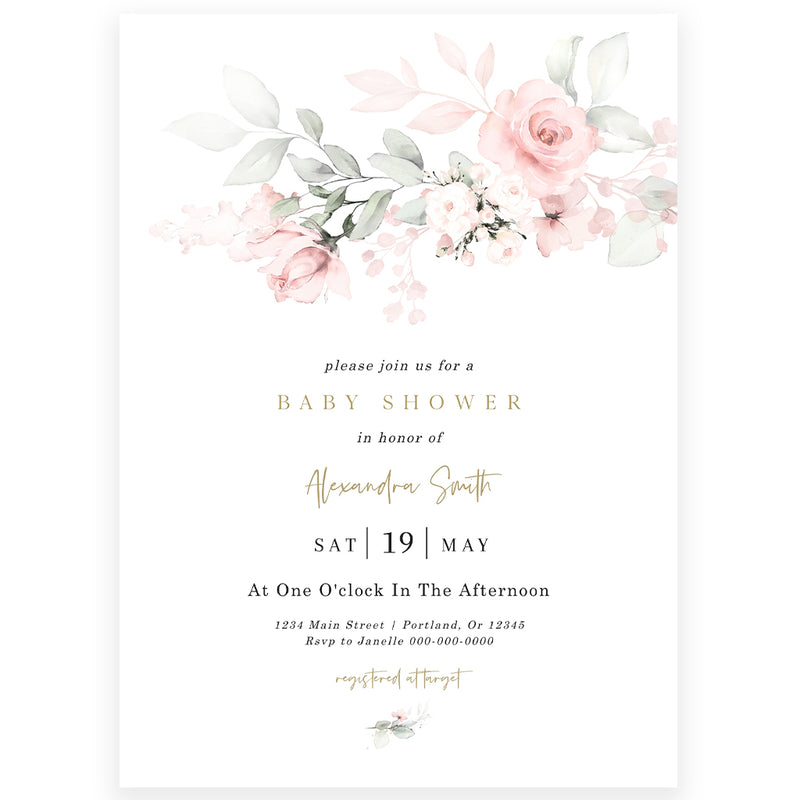 Floral Baby Girl Shower Invitation