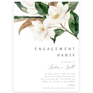Magnolia Engagement Party Invitation | www.foreveryourprints.com