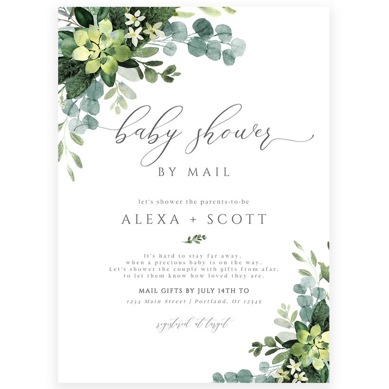 Eucalyptus Shower by Mail Invitation | www.foreveryourprints.com