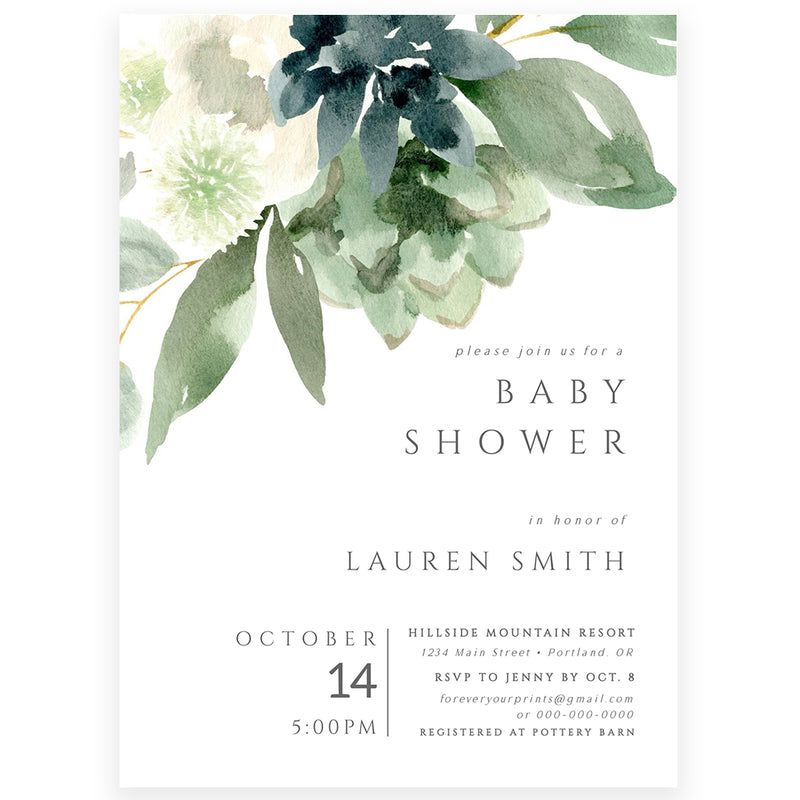 Botanical Baby Shower Invitation | www.foreveryourprints.com