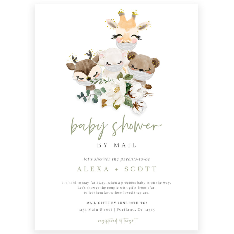Jungle Safari Baby Shower by Mail Invitation