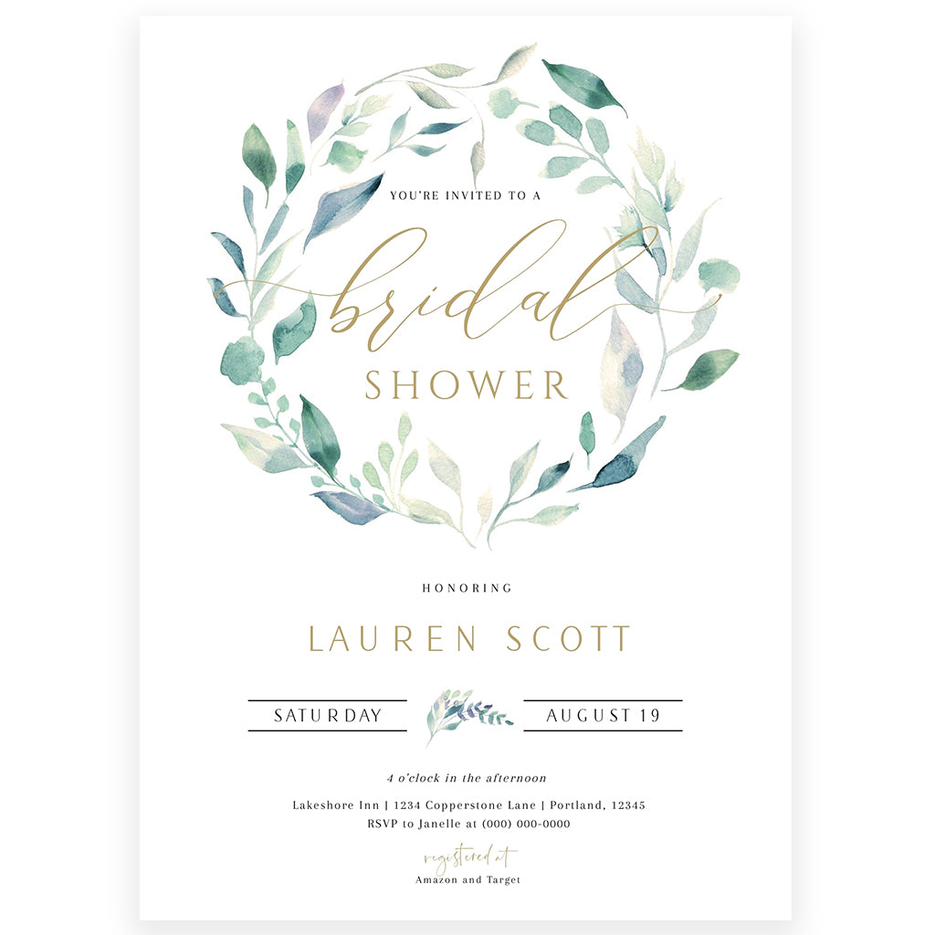 Floral Greenery Bridal Shower Invitation | www.foreveryourprints.com