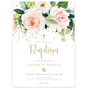Floral Baptism Invitation | www.foreveryourprints.com