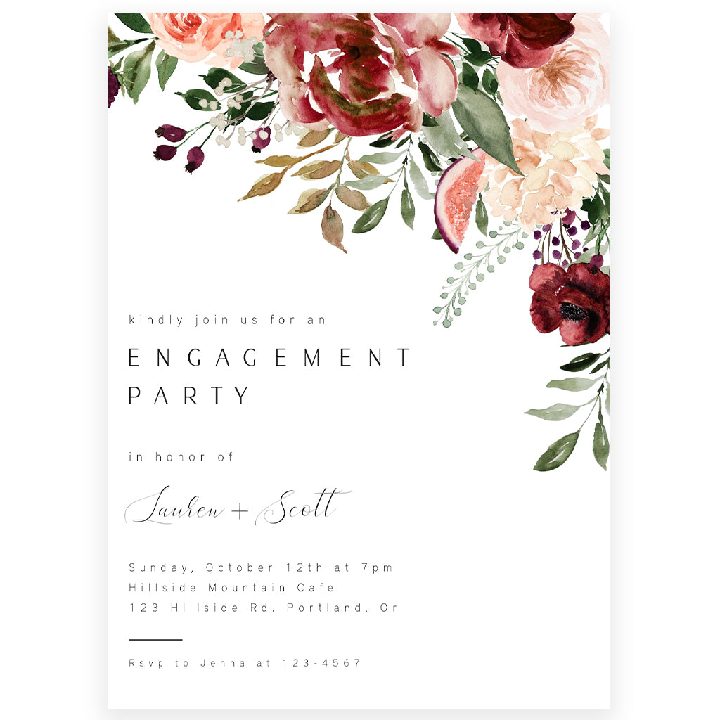 Fall Florals Engagement Invitation| www.foreveryourprints.com