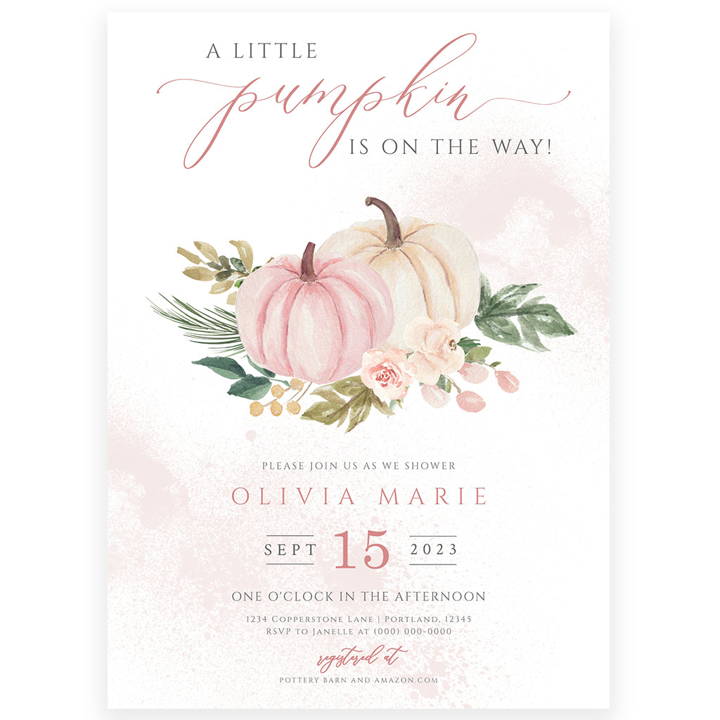 Pumpkin Baby Shower Invitation | www.foreveryourprints.com