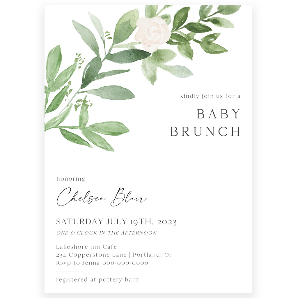 Greenery Baby Brunch Invitation | www.foreveryourprints.com