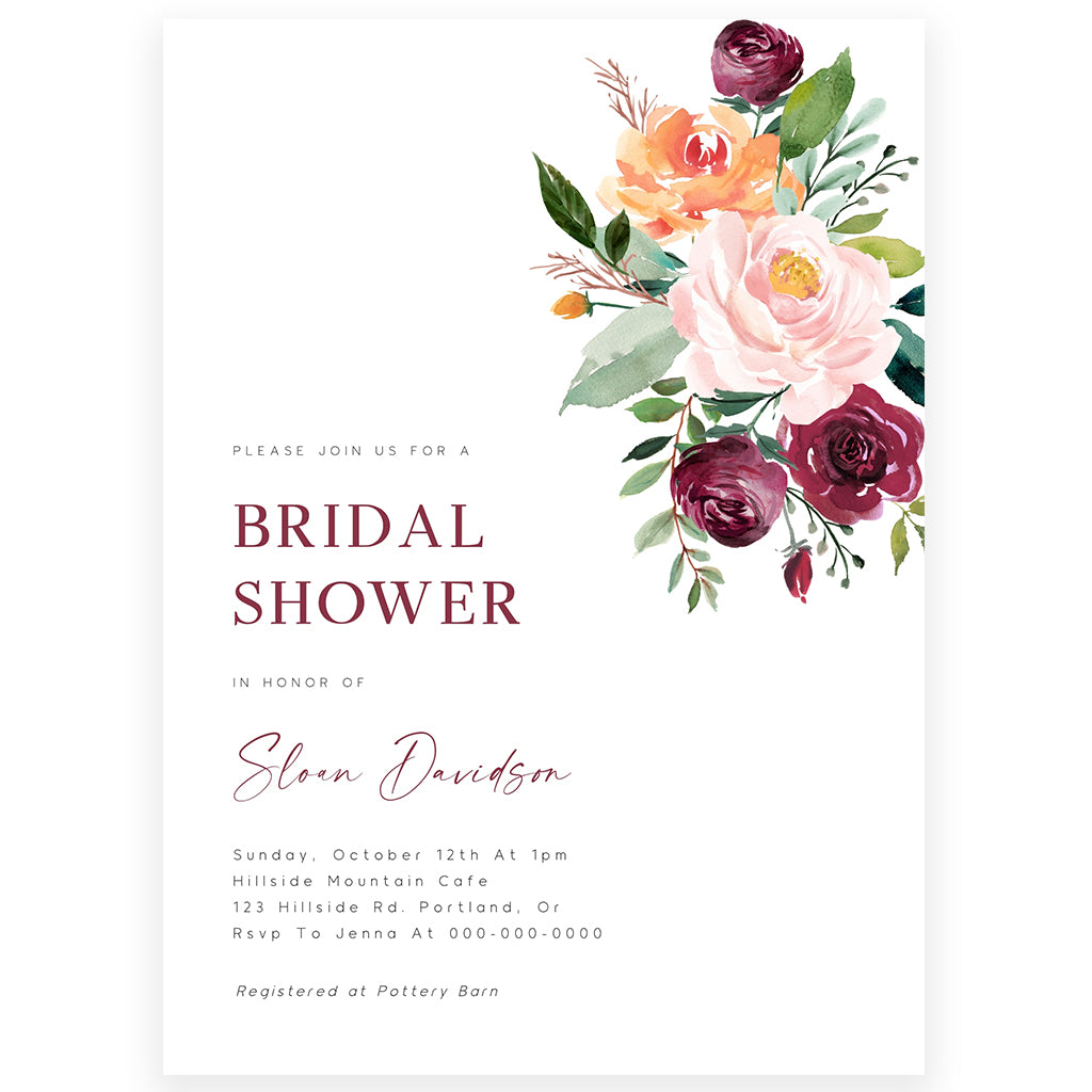 Fall Florals Bridal Shower Invitation | www.foreveryourprints.com