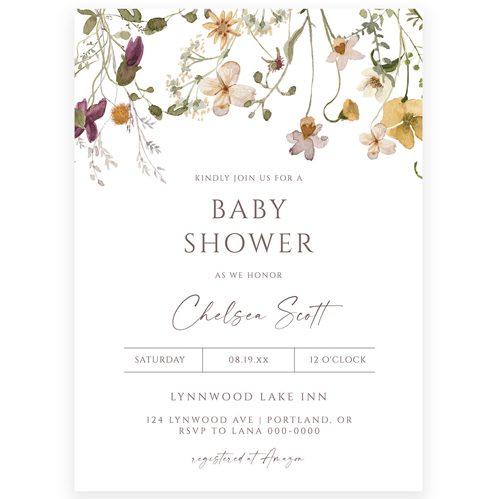 Wildflower Baby Shower Invitation | www.foreveryourprints.com