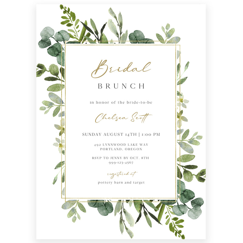 Eucalyptus Bridal Brunch Invitation | www.foreveryourprints.com
