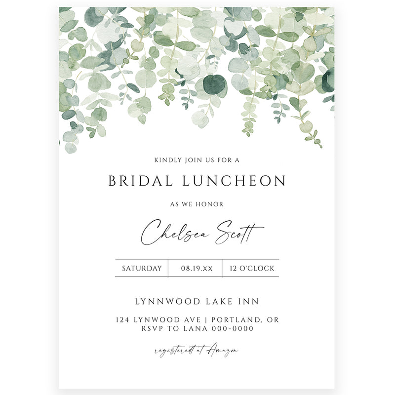 Eucalyptus Bridal Brunch Invitation | www.foreveryourprints.com