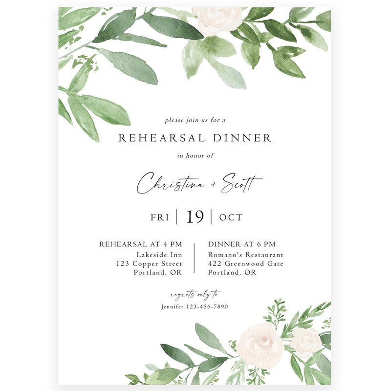 Greenery Rehearsal Dinner Invitation | www.foreveryourprints.com