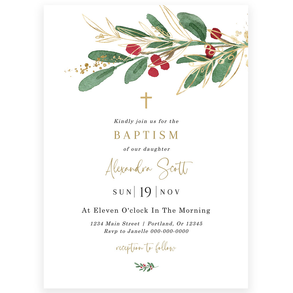 Winter Baptism Invitation | www.foreveryourprints.com