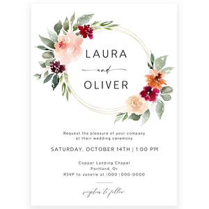 Fall Florals Wedding Invitation | www.foreveryourprints.com