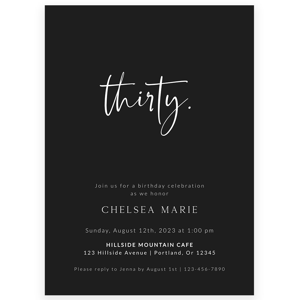 Classic 30th Birthday Invitation | www.foreveryourprints.com