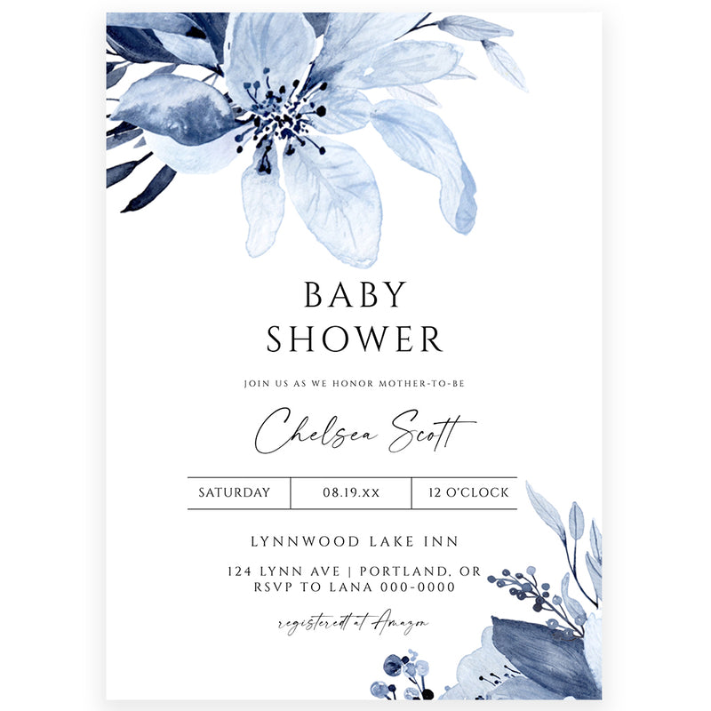 Modern Floral Baby Invitation | www.foreveryourprints.com