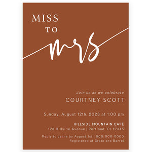 Miss to Mrs Bridal Shower Invitation | www.foreveryourprints.com
