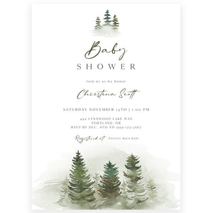 Rustic Evergreen Baby Shower Invitation | www.foreveryourprints.com