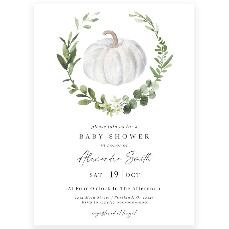 Pumpkin Baby Shower Invitation | www.foreveryourprints.com
