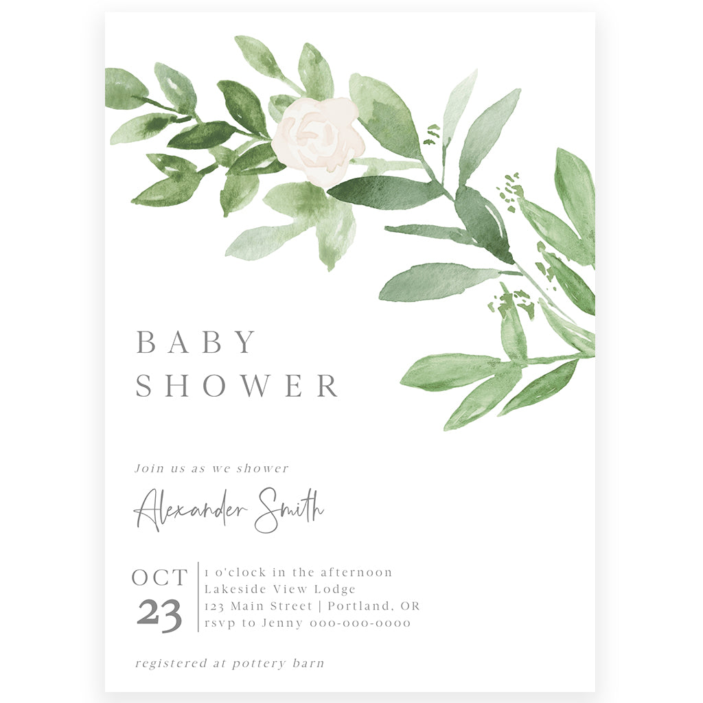 Modern Greenery Baby Shower Invitation | www.foreveryourprints.com