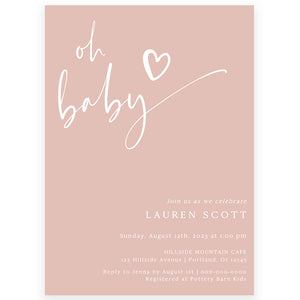 Minimalist Baby Girl Shower Invite