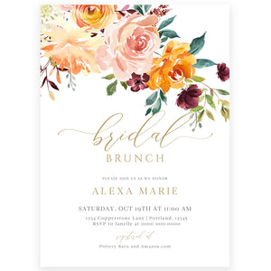 Fall Florals Bridal Shower Invitation