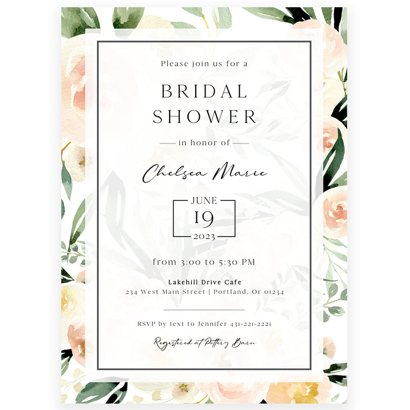 Floral Greenery Bridal Invitation | www.foreveryourprints.com