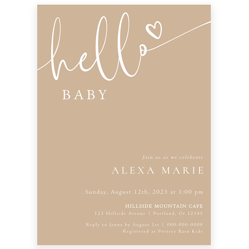Minimalist Hello Baby Shower Invitation | www.foreveryourprints.com