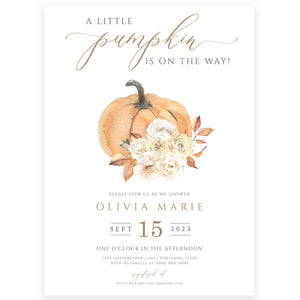 Little Pumpkin Baby Shower Invitation | www.foreveryourprints.com