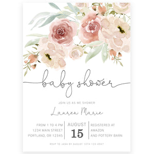 Boho Floral Baby Shower Invitation | www.foreveryourprints.com