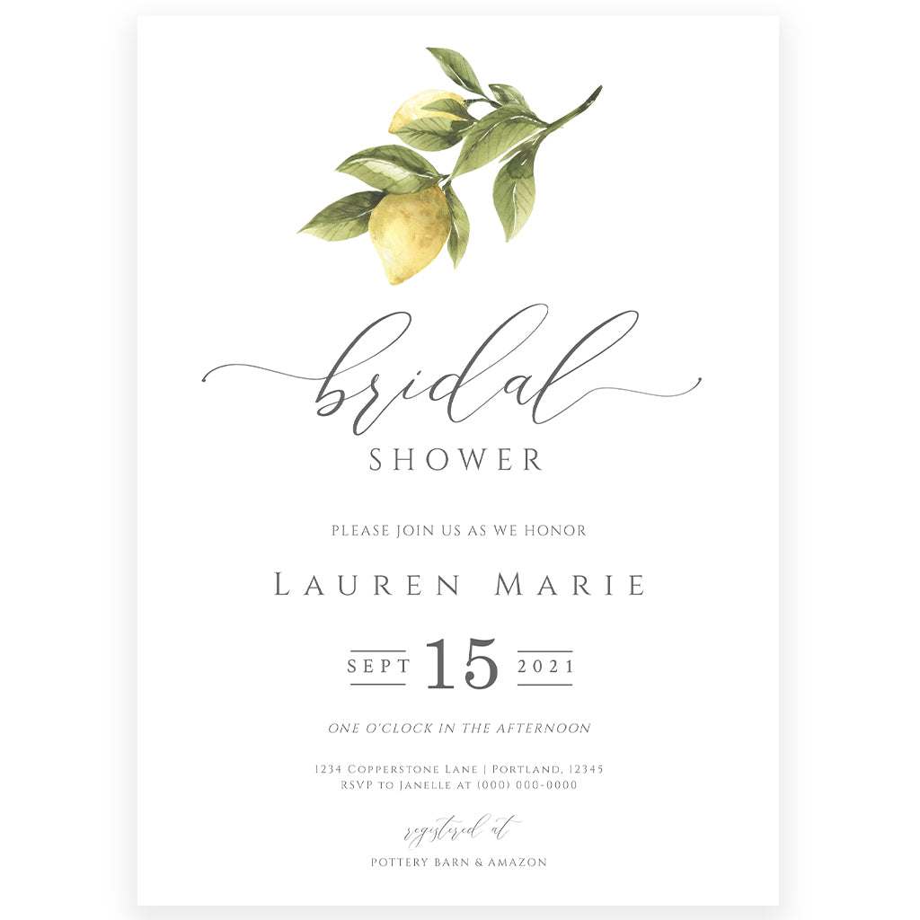 Lemon Bridal Shower Invitation Forever Your Prints