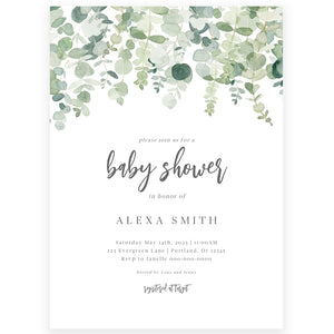 Eucalyptus Baby Shower Invitation | www.foreveryourprints.com