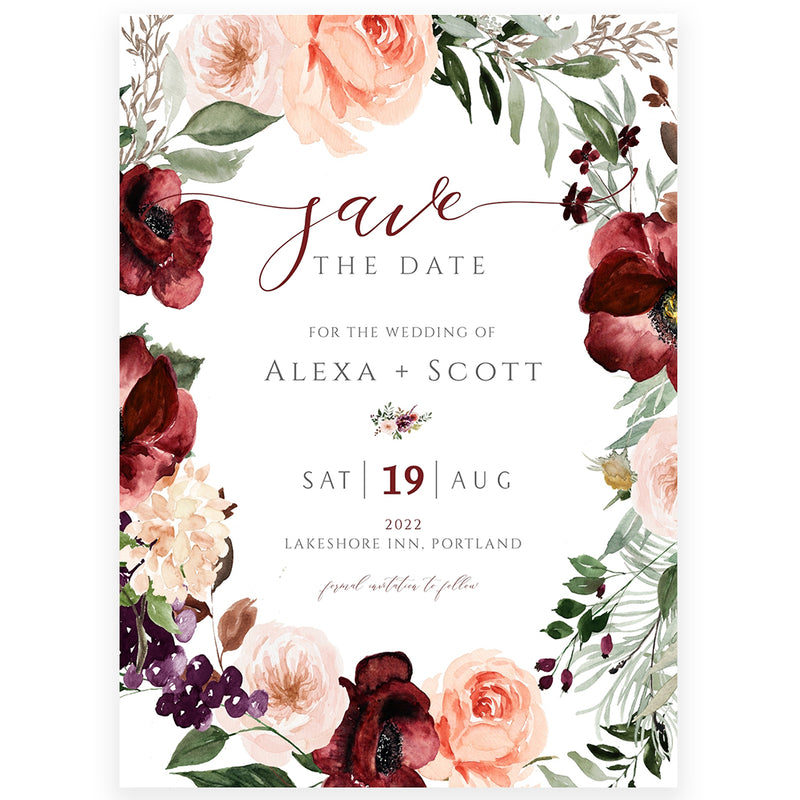 Wreath Save The Date Invitation | www.foreveryourprints.com