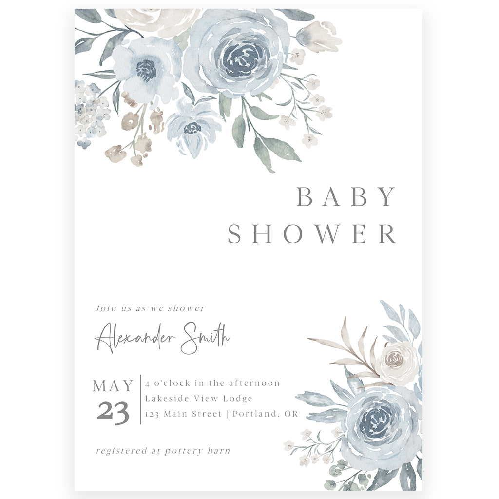 Muted Floral Baby Shower Invitation