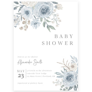 Muted Floral Baby Shower Invitation