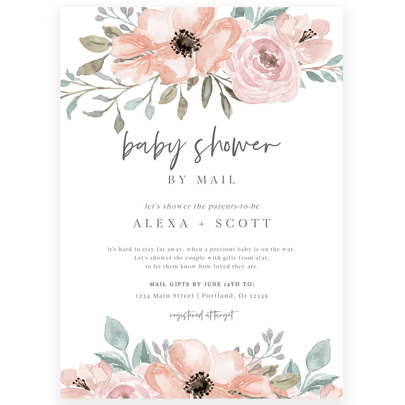 Floral Shower by Mail Invitation | www.foreveryourprints.com