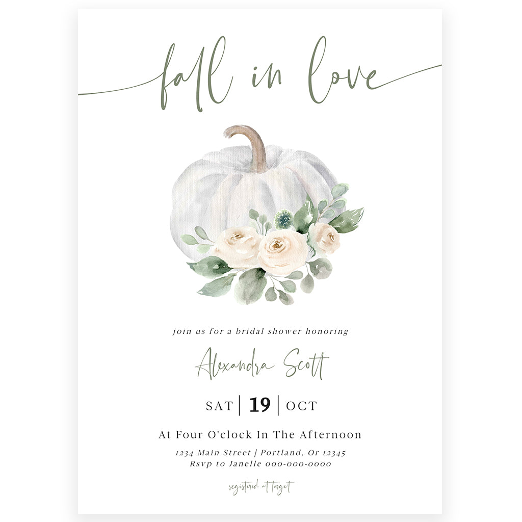 Fall In Love Bridal Shower Invitation | www.foreveryourprints.com