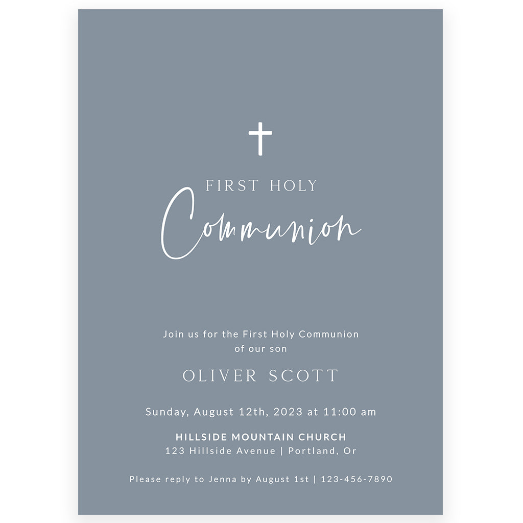 Minimalist First Holy Communion Invitation | www.foreveryourprints.com