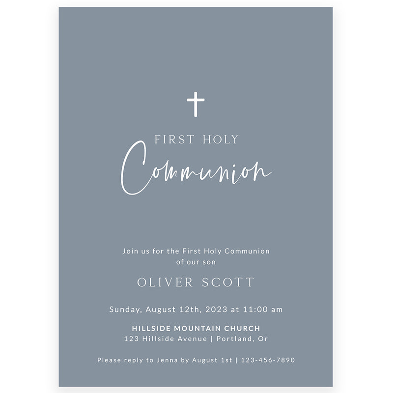 Minimalist First Holy Communion Invitation | www.foreveryourprints.com