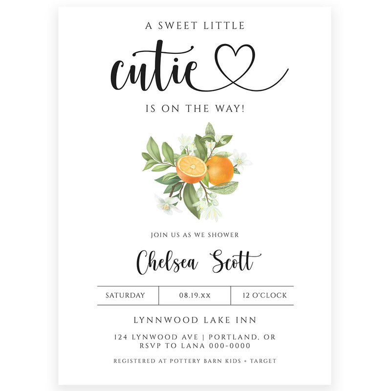 Little cutie best sale baby shower invitations
