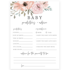 Baby Predictions and Advice Card | www.foreveryourprints.com