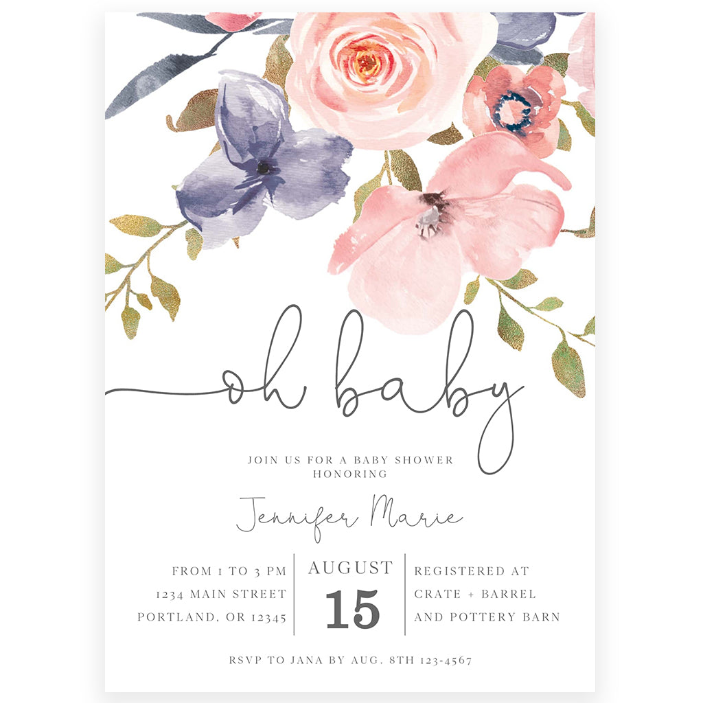 Floral Baby Shower Invitation | www.foreveryourprints.com
