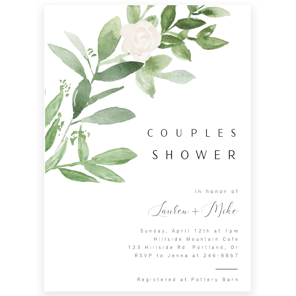 Couples Greenery Shower Invitation | www.foreveryourprints.com