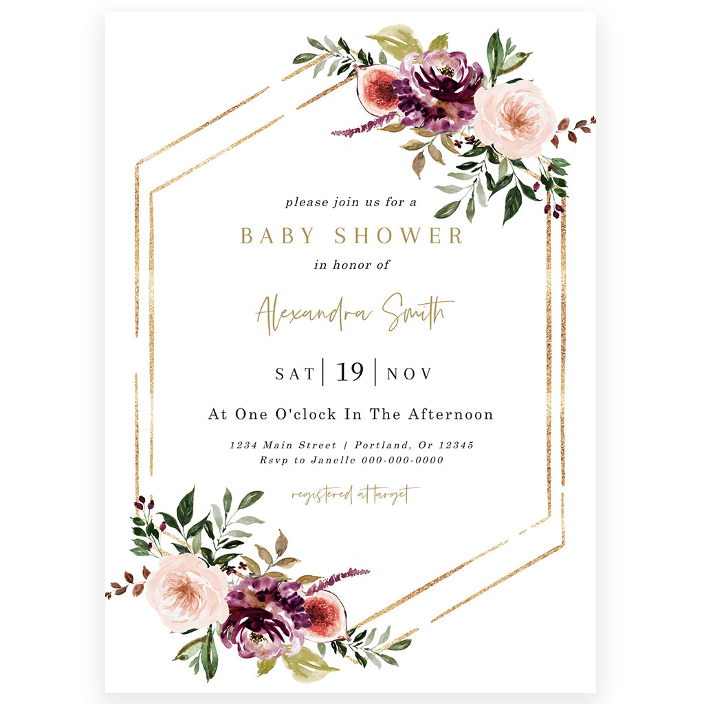 Autumn Florals Baby Shower Invitation | www.foreveryourprints.com