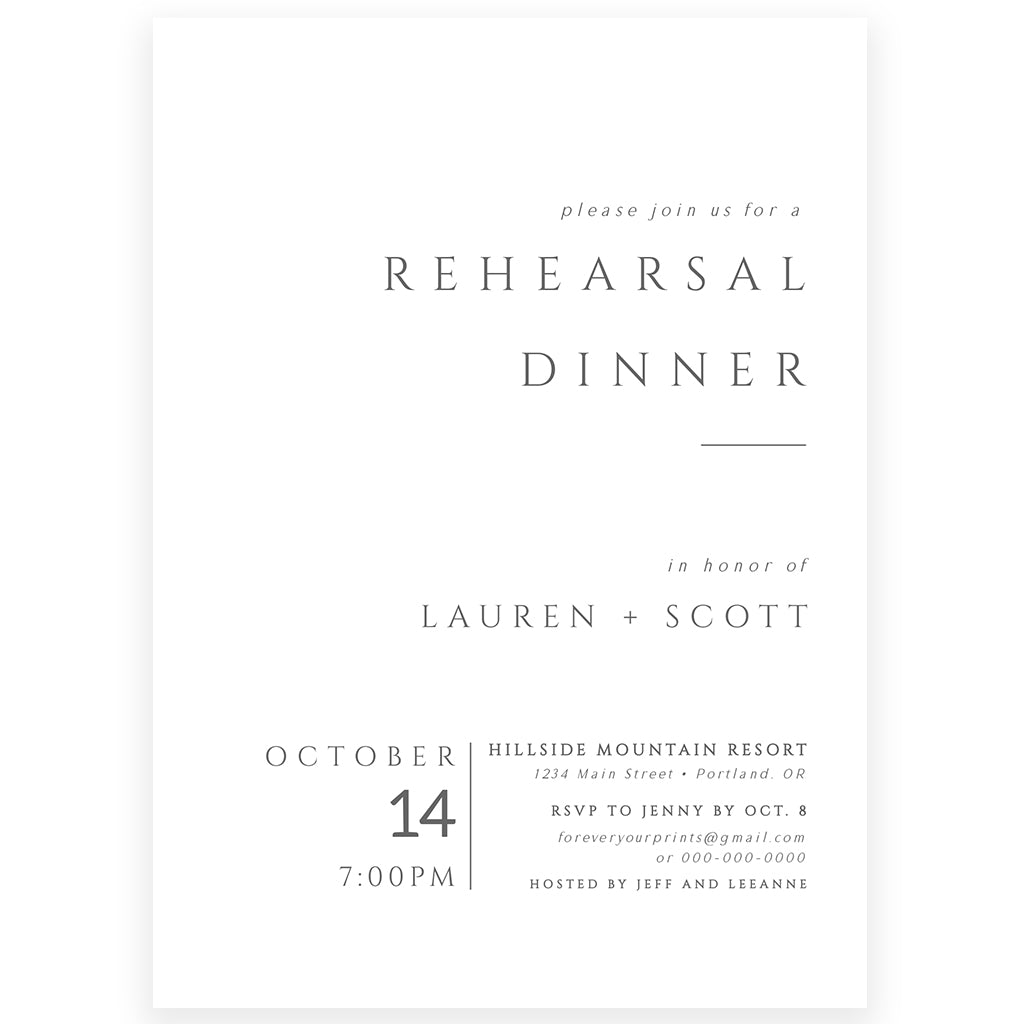Minimalist Rehearsal Dinner Invitation | www.foreveryourprints.com