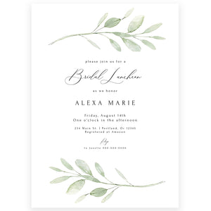 Greenery Bridal Luncheon Invitation | www.foreveryourprints.com
