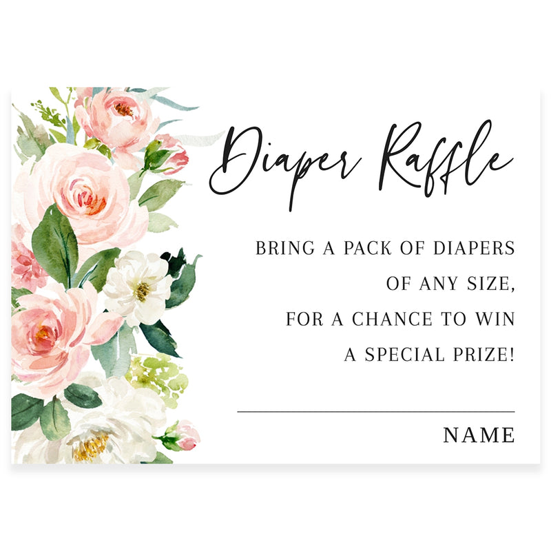 Pink Florals Diaper Raffle Card | www.foreveryourprints.com