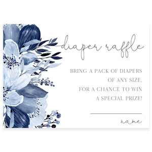 Blue Florals Diaper Raffle Card | www.foreveryourprints.com