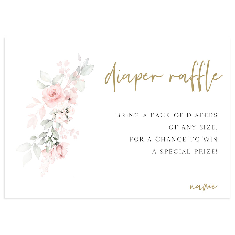 Blush Floral Diaper Raffle Card | www.foreveryourprints.com